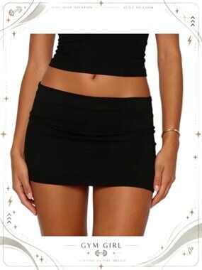 Yoawdats Women's Bodycon Mini Skirt Fold Over Waist Pleated Skorts Y2K Ruffle